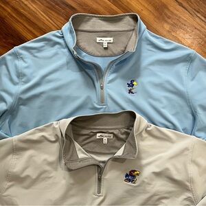 Peter Millar Quarter Zip Pullovers Gray + Blue Jayhawks Men’s 3XL